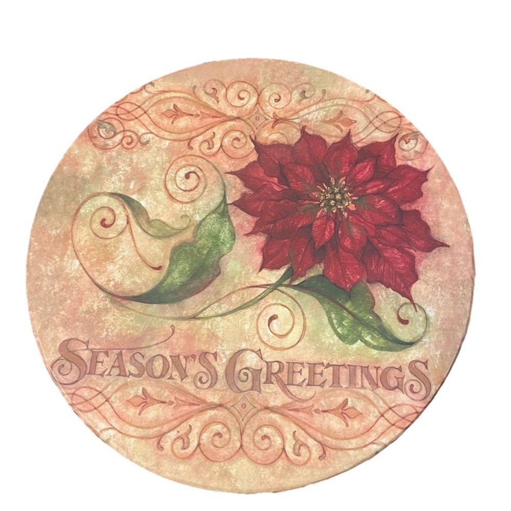 NWT “Seasons Greetings” 37”around GIFT/Storage Container Grannycore gift cookies